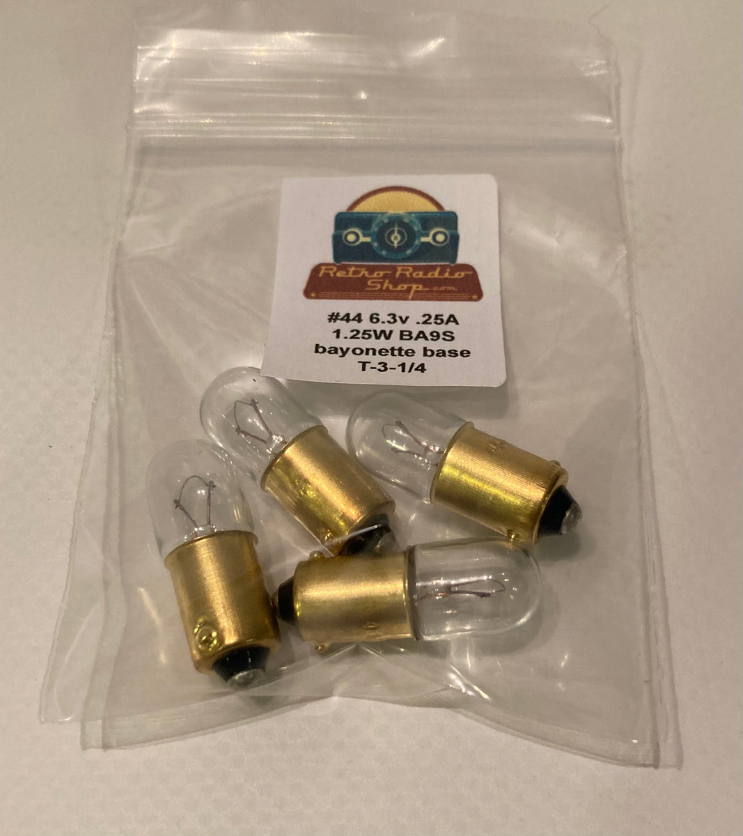 FOUR 44 6.3V .25A Base Antique Radio Dial Lamps Fender Amp Pi