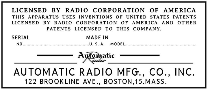 AUTOMATIC-LICENSE-LABEL-BLANK - Retro Radio Shop