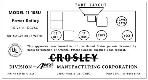 CROSLEY-11-105U-12AV6-12AT6