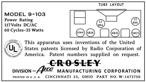CROSLEY-9-103