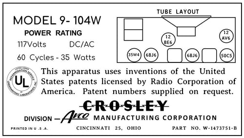 CROSLEY-9-104W