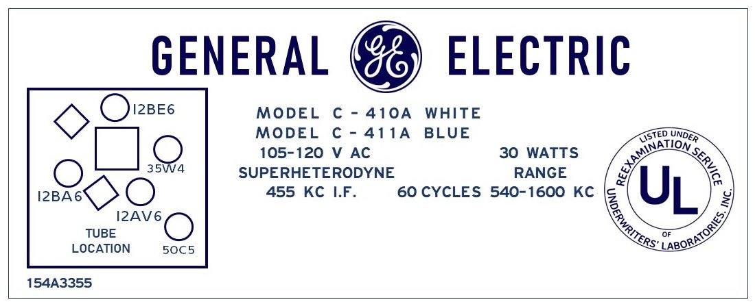 GE-C410A-C411A | Antique, Retro, Vintage Tube Radios & Bluetooth ...