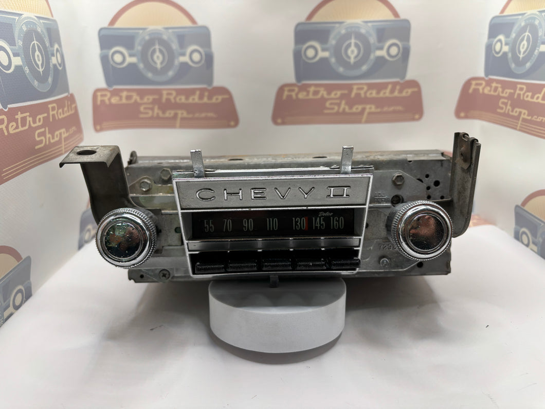 Chevrolet 1966-67 Chevy II
AM PB radio 12V
Delco 986522  Bluetooth/FM functionality added