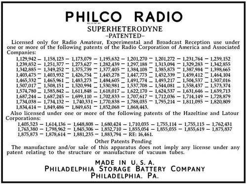 PHILCO-630_PATENT