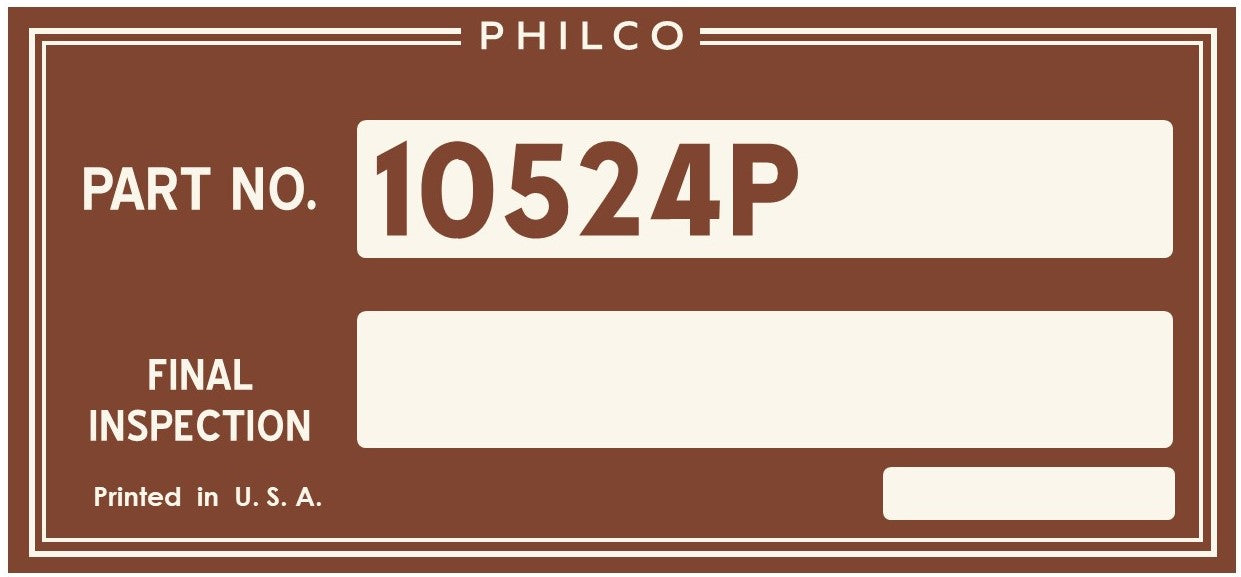 PHILCO-INSPECTION-LABEL-10524P - Retro Radio Shop