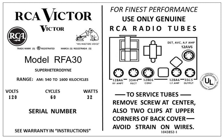 RCA-RFA30 - Retro Radio Shop