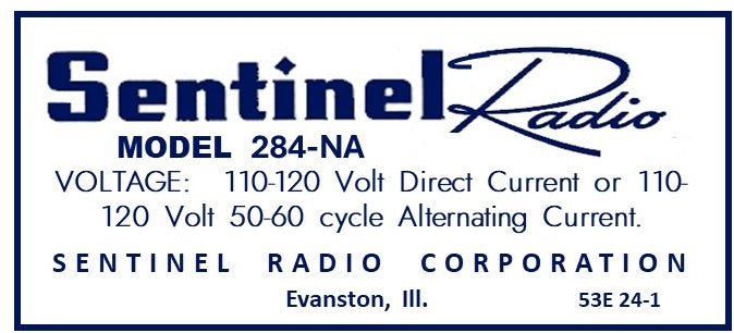 SENTINEL-284-NA - Retro Radio Shop