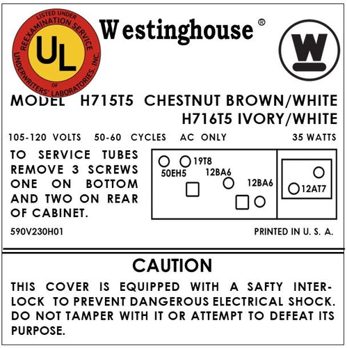 WESTINGHOUSE-H715T5-H716T5