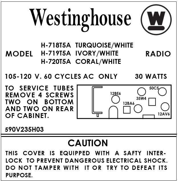WESTINGHOUSE-H718T5A-H719T5A-H720T5A