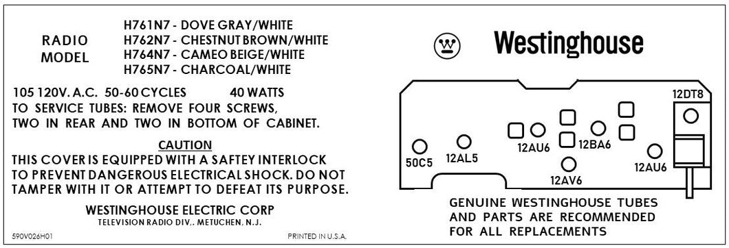 WESTINGHOUSE-H761,2,4,5N7