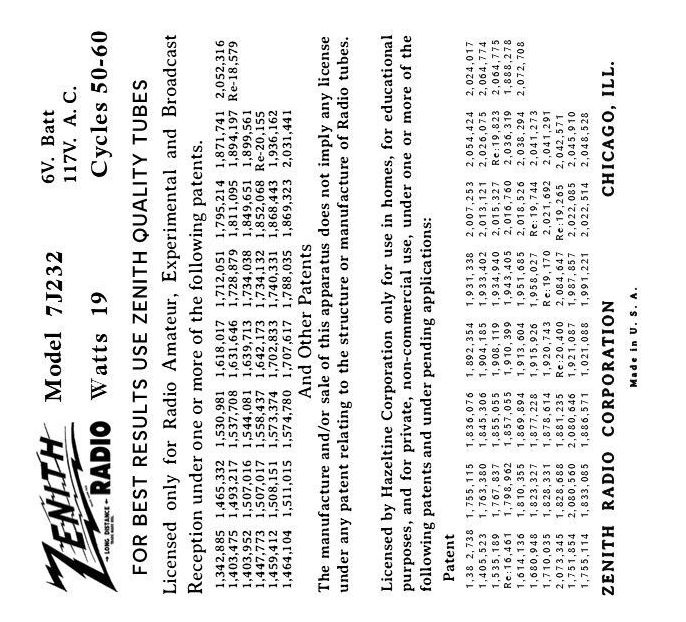 ZENITH-7J232