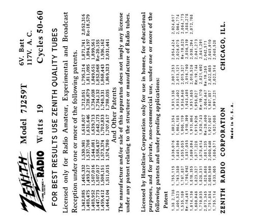 ZENITH-7J259T