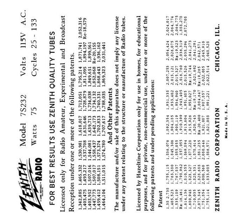 ZENITH-7S232