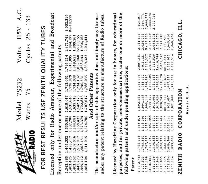 ZENITH-7S232