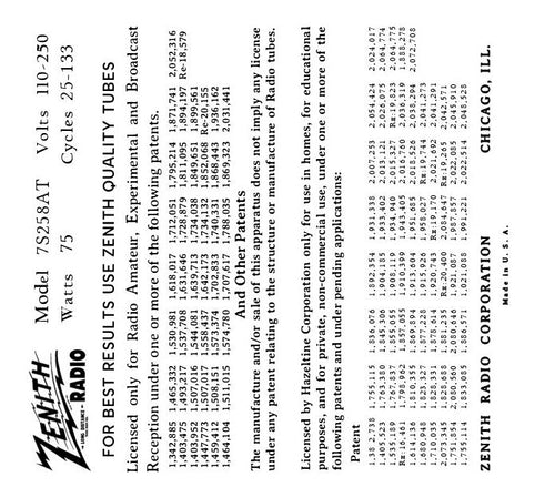 ZENITH-7S258AT