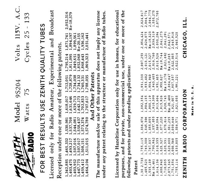 ZENITH-9S204