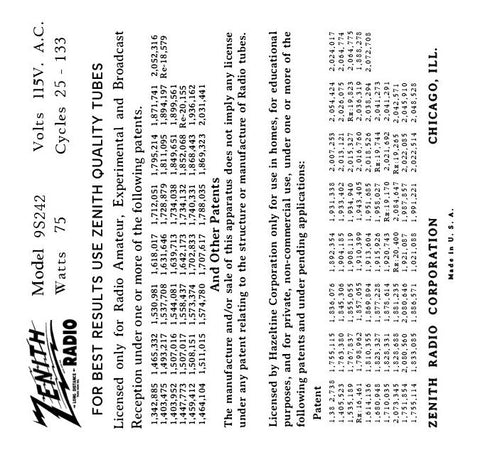 ZENITH-9S242