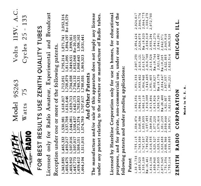 ZENITH-9S263