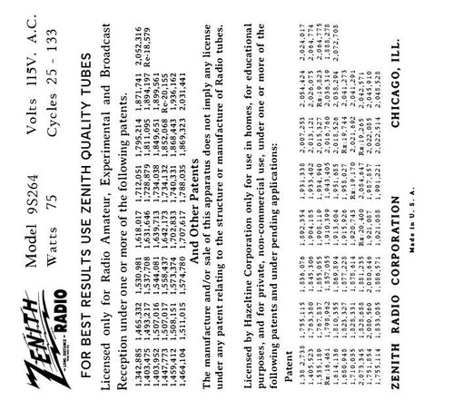 ZENITH-9S264