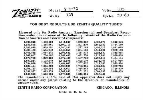 ZENITH-9S30