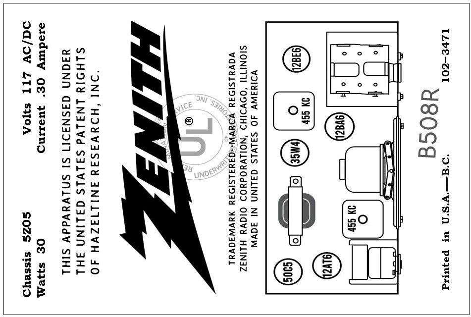 ZENITH-B508R - Retro Radio Shop