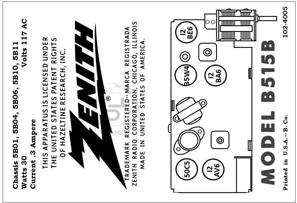 ZENITH-B515B - Retro Radio Shop