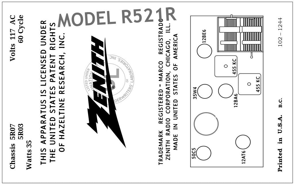 ZENITH-R521R - Retro Radio Shop