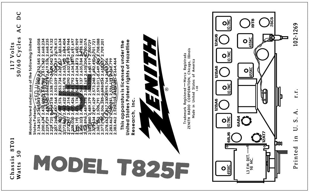ZENITH-T825F - Retro Radio Shop