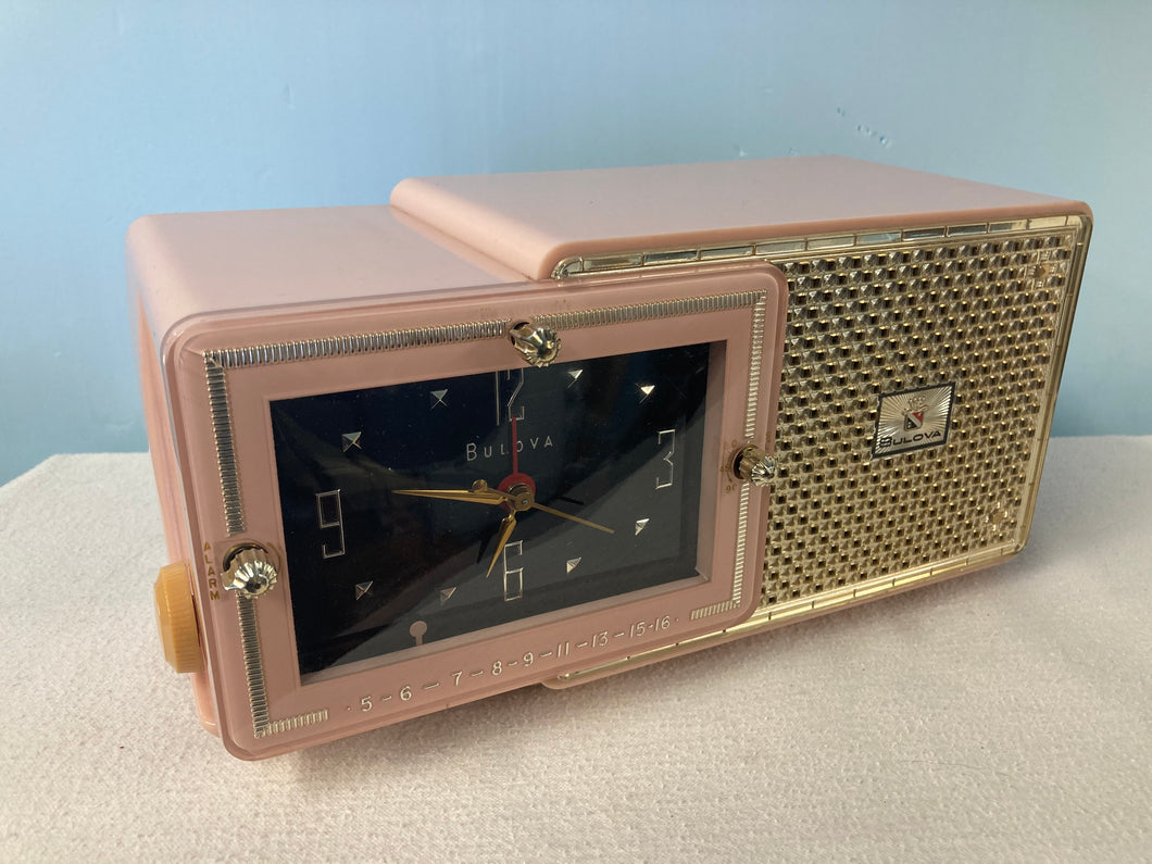 Stunning 1957 Pink Bulova Model 120 Tube Radio