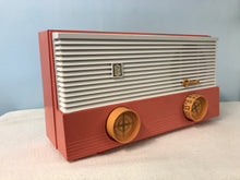 Sylvania 1959 Model 1108 Salmon Pink Tube Radio With Bluetooth input.