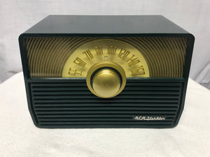 RCA 1-X-53 Sunburst Dial Tube Radio In Forest Green With Bluetooth Input.