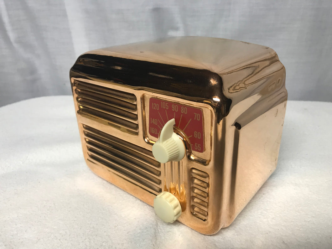 Copper Silvertone Midget Tube Radio With Bluetooth input.