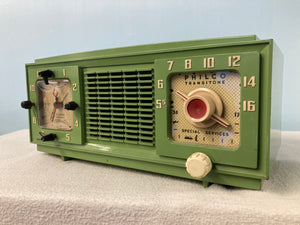 1953 Philco Olive Green Tube Radio